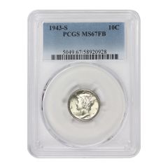 1943-S 10c Silver Mercury Dime PCGS MS67FB