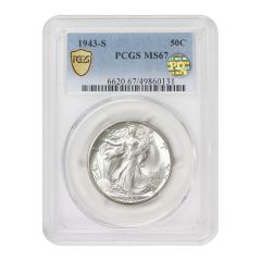 1943-S 50c Silver Walking Liberty PCGS MS67 PQ