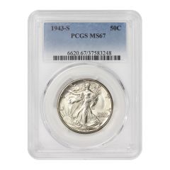1943-S 50c Silver Walking Liberty PCGS MS67 Obverse