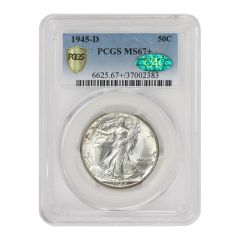 1945-D 50c Silver Walking Liberty PCGS MS67+ CAC