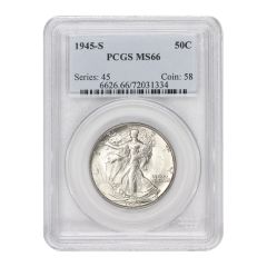 1945-S 50c Silver Walking Liberty PCGS MS66 Obverse