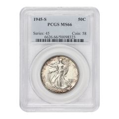 1945-S 50c Silver Walking Liberty PCGS MS66