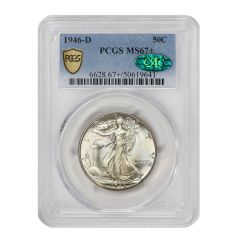1946-D 50c Silver Walking Liberty PCGS MS67+ CAC Obverse
