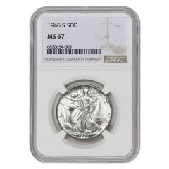 1946-S 50c Silver Walking Liberty NGC MS67 Obverse