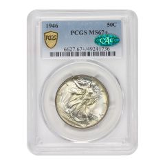 1946 50c Silver Walking Liberty PCGS MS67+ CAC Obverse