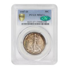 1947-D 50c Silver Walking Liberty PCGS MS67+ CAC Obverse