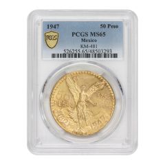 Mexico 1947 Gold 50 Peso PCGS MS65 Observe