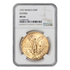 Mexico 1947 Gold 50 Peso NGC MS66 Restrike