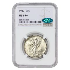 1947 50c Silver Walking Liberty NGC MS67+ CAC