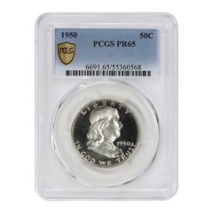 1950 50c Silver Franklin Half Dollar PCGS PR65