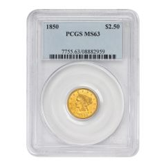 1850 $2.50 Gold Liberty PCGS MS63