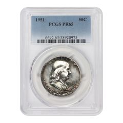 1951 50c Silver Franklin Half Dollar PCGS PR65