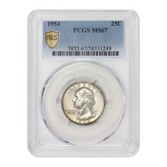 1954 25c Silver Washington Quarter PCGS MS67
