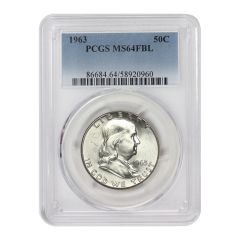 1963 50c Silver Franklin Half Dollar PCGS MS64FBL
