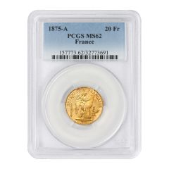 France 1875-A Gold 20 FR Angel PCGS MS62 Obverse