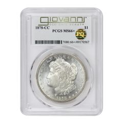 1878-CC $1 Silver Morgan PCGS MS66+ PQ Giovanni Label