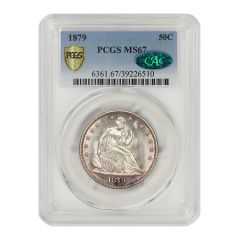 1879 50c Silver Liberty Seated Half Dollar PCGS MS67 CAC Obverse