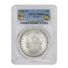 1880-CC 8/Low 7 $1 Silver Morgan PCGS MS66+ PQ  Obverse