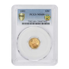 US G$1 Indian Princess 1881 PCGS MS68+ PQ Obverse