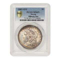 1882-O/S $1 Silver Morgan PCGS MS65+ Strong Illinois Set Obverse