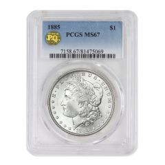 1885 $1 Silver Morgan PCGS MS67 PQ Obverse
