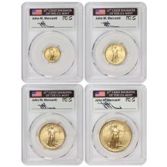 Set of 4 1986 Gold Eagle PCGS MS70 Mercanti Label