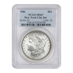 1886 $1 Silver Morgan PCGS MS67 Obverse