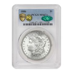 1886 $1 Silver Morgan PCGS MS67+ CAC PQ Obverse