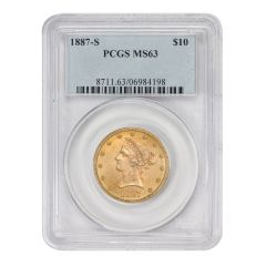 1887-S $10 Gold Liberty PCGS MS63