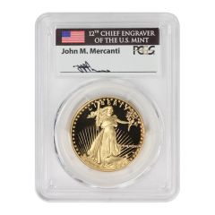 1987-W $50 Gold Eagle PCGS PR70DCAM Mercanti Label