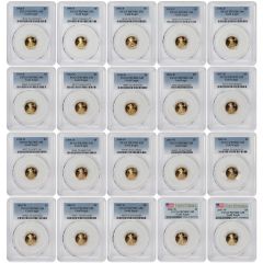 Set of 38 1988 to 2025 $5 Gold Eagle PCGS PR70DCAM FS Flag Label