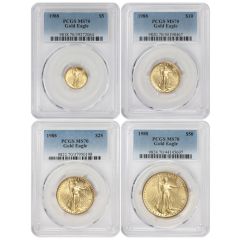 Set of 4 1988 Gold Eagles PCGS MS70