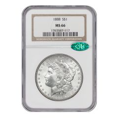 1888 $1 Silver Morgan NGC MS66 CAC Obverse
