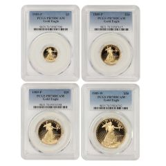 Set of 4 1989 Gold Eagles PCGS PR70DCAM  Obverse