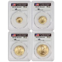 Set of 4 1989 Gold Eagles PCGS MS70 Mercanti Label