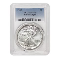 1989 $1 Silver Eagle PCGS MS70 Obverse