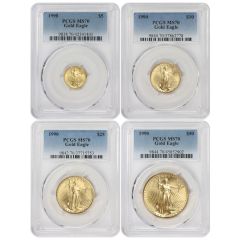 Set of 4 1990 Gold Eagles PCGS MS70