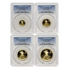 1990 Set of 4 Gold Eagles PCGS PR70DCAM Obverses