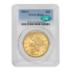 1890-S $20 Gold Liberty PCGS MS62 CAC Obverse