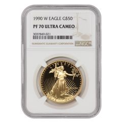 1990-W $50 Gold Eagle NGC PF70UCAM Obverse