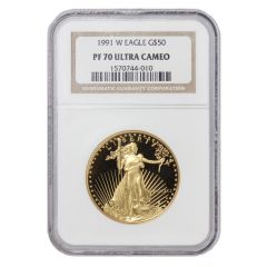 1991-W $50 Eagle NGC PF70UCAM Obverse