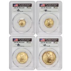 Set of 4 1992 Gold Eagles PCGS MS70 Mercanti Label