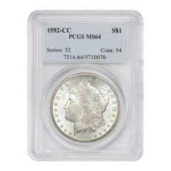 1892-CC $1 Silver Morgan PCGS MS64