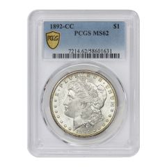 1892-CC $1 Silver Morgan PCGS MS62 
