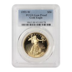 1992-W $50 Gold Eagle PCGS Gem Proof Obverse
