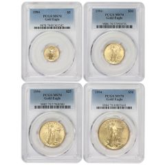 Set of 4 1994 Gold Eagles PCGS MS70