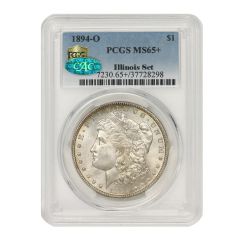 1894-O $1 Silver Morgan PCGS MS65+ CAC Illinois Set Obverse