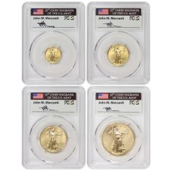 Set of 4 1995 Gold Eagle PCGS MS70 Mercanti Label
