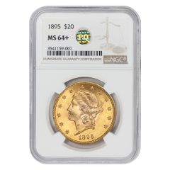 1895 $20 Gold Liberty NGC MS64+ PQ Obverse