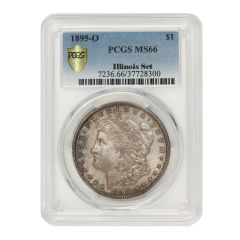 1895-O $1 Silver Morgan PCGS MS66 Illinois Set Obverse